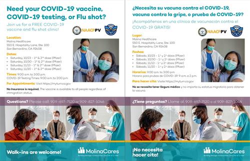 Molina Cares Flyer for Vaccines